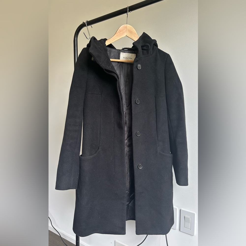 Babaton Hooded Black Trench Coat